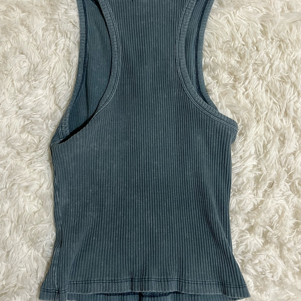 Blue/Grey Ribbed Tank Top - Picture 2 of 3